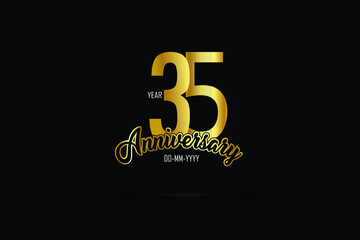 36 years anniversary celebration logotype. anniversary logo with golden color isolated on black background - Vector