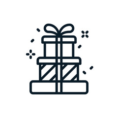 Gift boxs outline icons. Vector illustration. Editable stroke. Isolated icon suitable for web, infographics, interface and apps.
