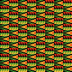 Kente Cloth Seamless Pattern - Colorful kente style fabric design for Kwanzaa