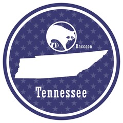 tennessee state map with raccoon