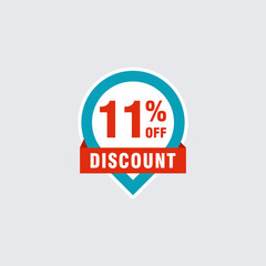 11 discount, Sales Vector badges for Labels, , Stickers, Banners, Tags, Web Stickers, New offer. Discount origami sign banner