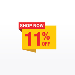 11 discount, Sales Vector badges for Labels, , Stickers, Banners, Tags, Web Stickers, New offer. Discount origami sign banner