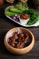 Thai Deep Fried dried pork, Thai street food