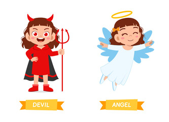 cute example of opposite word antonym for kid