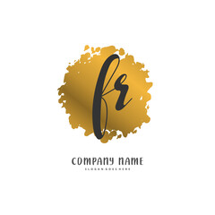 F R FR Initial handwriting and signature logo design with circle. Beautiful design handwritten logo for fashion, team, wedding, luxury logo.