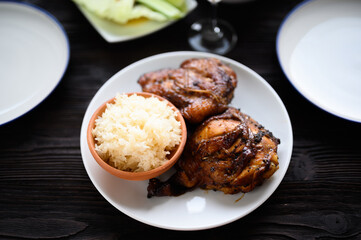 Thai food, Grilled chicken and sticky rice
