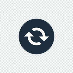 Flat icon of cyclic rotation, recycling recurrence, renewal. Solid style. EPS 10.