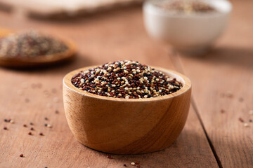 Fototapeta na wymiar Set of quinoa Red, white and brown quinoa.