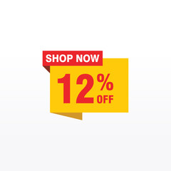 12 discount, Sales Vector badges for Labels, , Stickers, Banners, Tags, Web Stickers, New offer. Discount origami sign banner