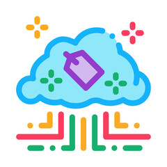 label in internet cloud icon vector. label in internet cloud sign. color symbol illustration