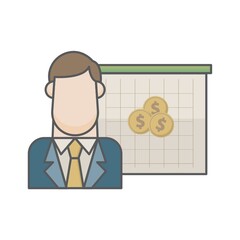 businessman and dollar coins