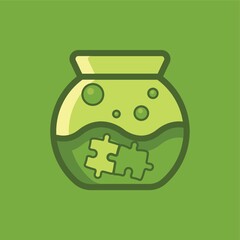 Fishbowl with jigsaw puzzle