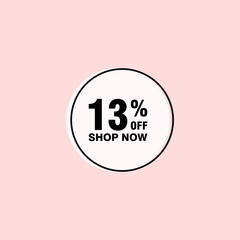 13 discount, Sales Vector badges for Labels, , Stickers, Banners, Tags, Web Stickers, New offer. Discount origami sign banner