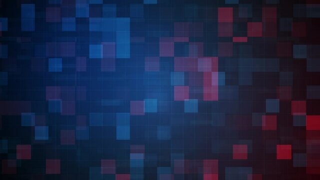 4K Blue and Red pixel block intro. Motion dynamic animated video