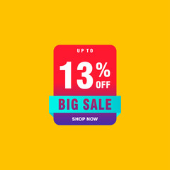 13 discount, Sales Vector badges for Labels, , Stickers, Banners, Tags, Web Stickers, New offer. Discount origami sign banner