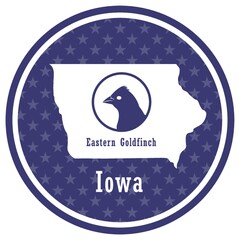 iowa state map with eastern goldfinch