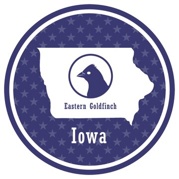 Iowa State Map With Eastern Goldfinch