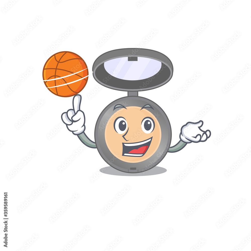 Sticker An athletic highlighter cartoon mascot design with basketball