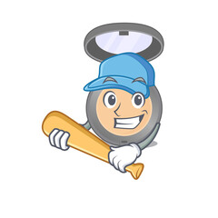 Cool highlighter caricature picture design playing baseball