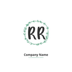 R RR Initial handwriting and signature logo design with circle. Beautiful design handwritten logo for fashion, team, wedding, luxury logo.