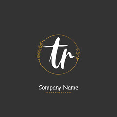 T R TR Initial handwriting and signature logo design with circle. Beautiful design handwritten logo for fashion, team, wedding, luxury logo.