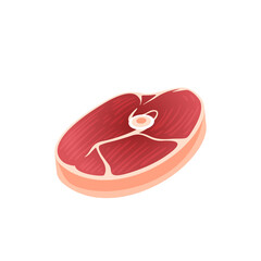 Pork ham steak with bone. Vector illustration cartoon flat icon isolated on white background.
