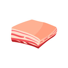 Rustic pork belly. Vector illustration cartoon flat meat icon isolated on white background.