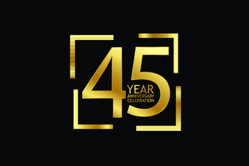45 year anniversary celebration logotype. anniversary logo with golden and light white color isolated on black background, vector design for celebration, invitation and greeting card-Vector