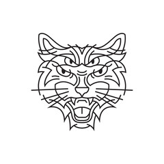 Tiger head vector illustration in line art style