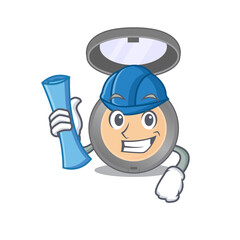 Caricature design concept of highlighter Architect with new city landscape blue prints