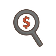 Magnifying glass with dollar sign