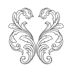 Classical baroque vector of vintage element for design. Decorative design element filigree calligraphy vector. You can use for wedding decoration of greeting card and laser cutting.