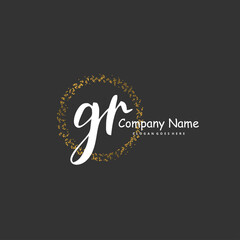 G R GR Initial handwriting and signature logo design with circle. Beautiful design handwritten logo for fashion, team, wedding, luxury logo.