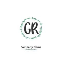 G R GR Initial handwriting and signature logo design with circle. Beautiful design handwritten logo for fashion, team, wedding, luxury logo.