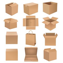 Shipping Box Big Set Isolated White background With Gradient Mesh, Vector Illustration
