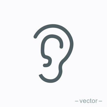Ear listening hearing audio sound waves vector. EPS 10