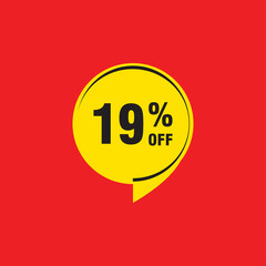 19 discount, Sales Vector badges for Labels, , Stickers, Banners, Tags, Web Stickers, New offer. Discount origami sign banner