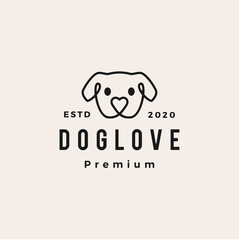 dog love hipster vintage logo vector icon illustration