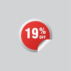 19 discount, Sales Vector badges for Labels, , Stickers, Banners, Tags, Web Stickers, New offer. Discount origami sign banner