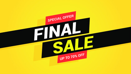Final sale banner, special offer up to 70% off. Vector illustration. EPS 10