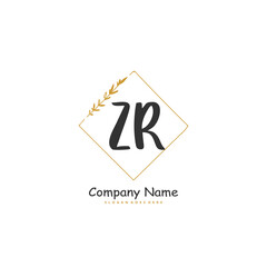 Z R ZR Initial handwriting and signature logo design with circle. Beautiful design handwritten logo for fashion, team, wedding, luxury logo.