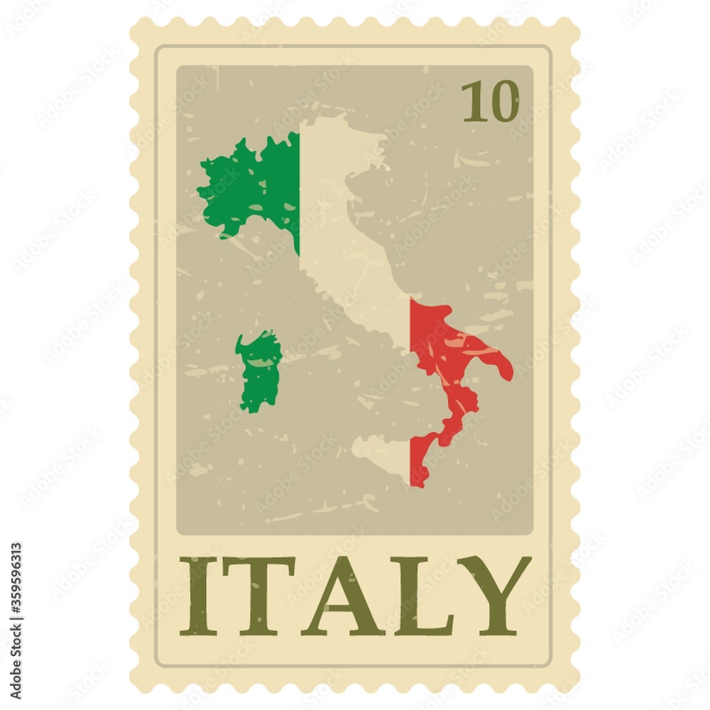 Canvas Prints italy map postage stamp