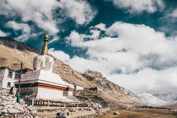 Rongphu Monastery, A Tibetan Temple near the north camp of Mount Everest.