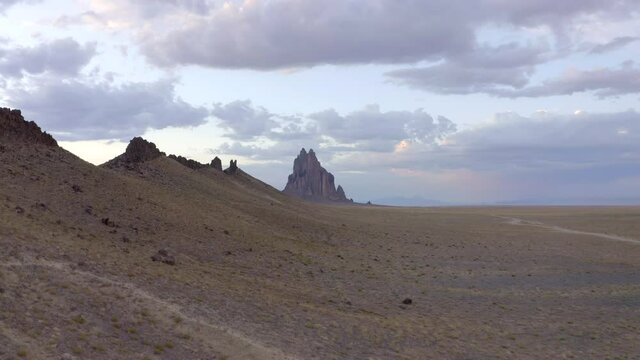 Shiprock Stormy Sunset Aerial Shot in 4k