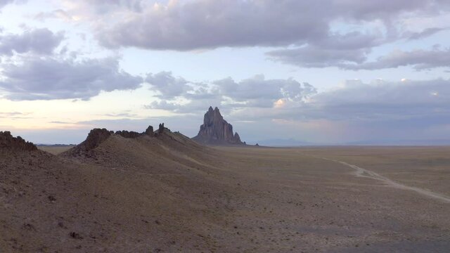 Shiprock New Mexico Edge of Sunset and Blue Hour in 4k