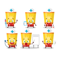Doctor profession emoticon with sun block cartoon character