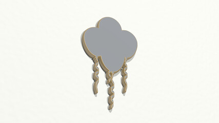 BALOONS on the wall. 3D illustration of metallic sculpture over a white background with mild texture. party and balloons