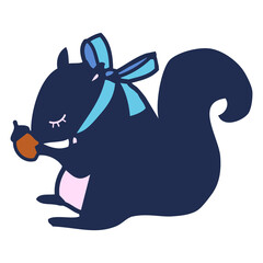 リボンを巻いたかわいいリス