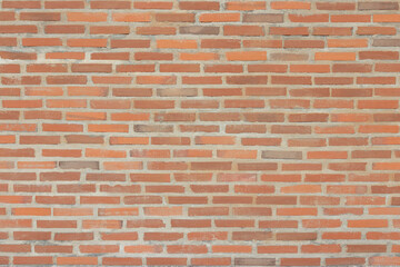 Obraz premium Background of old long brick wall for design or write text. Front view high resolution vintage tiles wall texture for background. Masonry with cement brown interior retro home. Red antique stone wall.