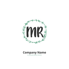 M R MR Initial handwriting and signature logo design with circle. Beautiful design handwritten logo for fashion, team, wedding, luxury logo.